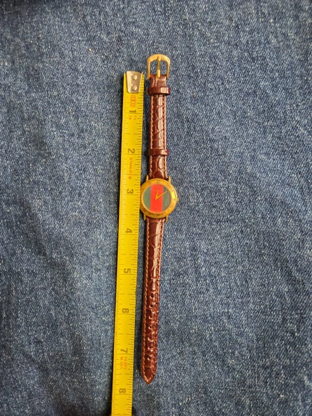 Vintage - Gucci 3000.2.L Gold Plate Sherry Line Watch Gold Red Green 33mm w/ Box